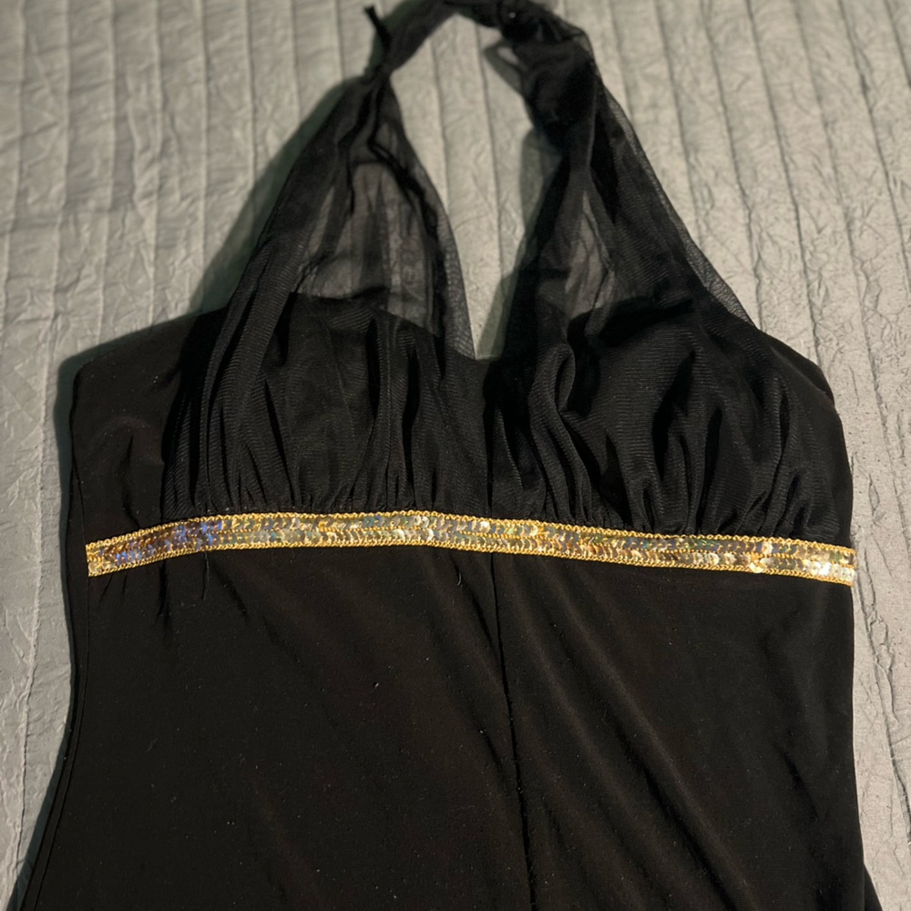Black Dress with Gold Sequin Detail